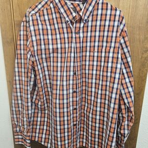 Dockers Men's Casual Plaid Shirt in Orange and Blue